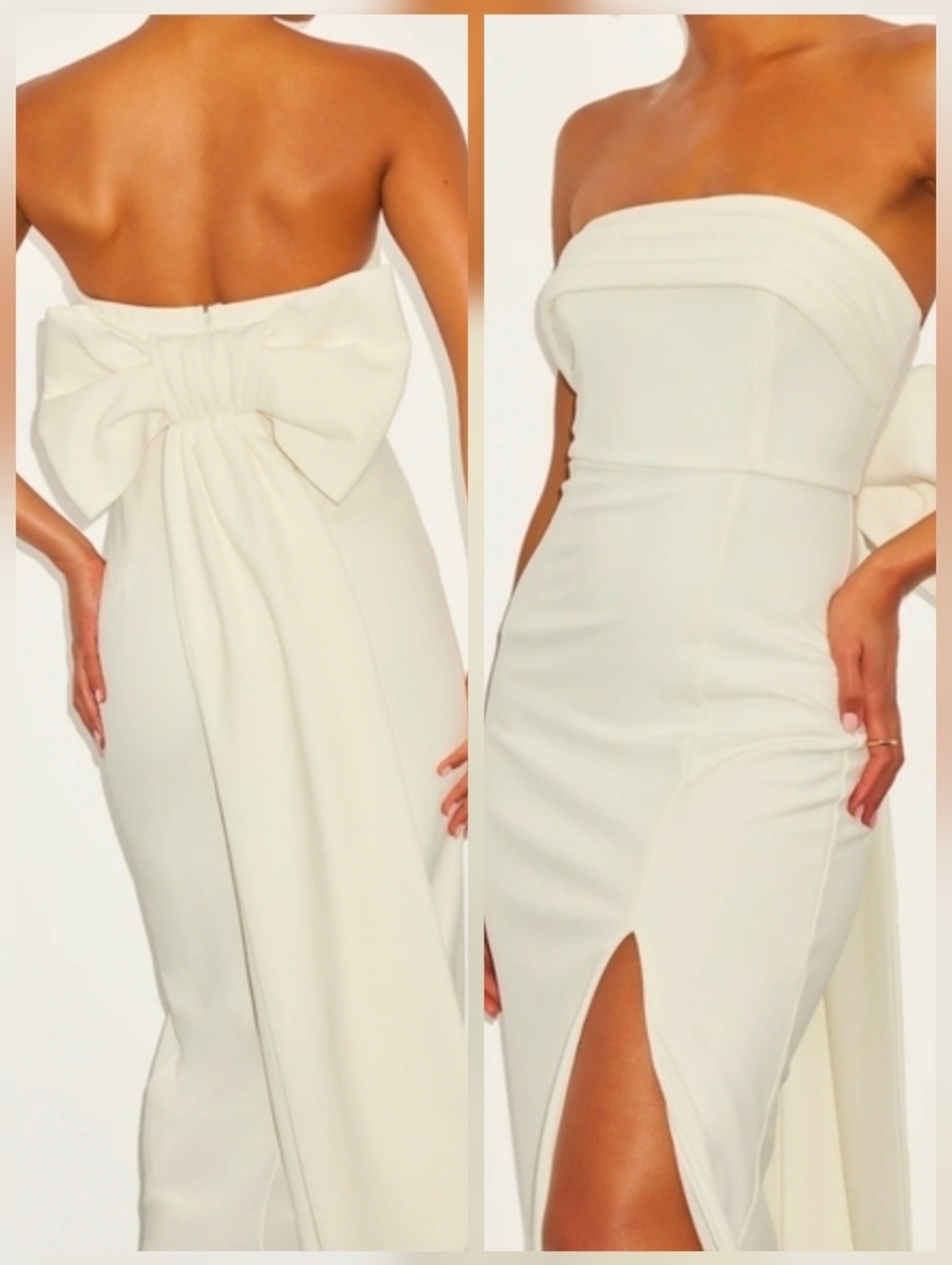 Lulus Fabulous Phenomenon White Strapless Bow Midi Dress
